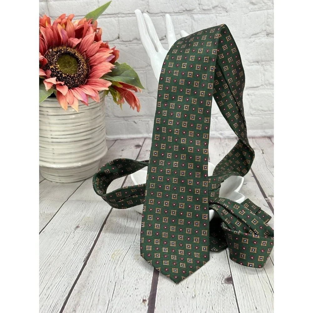 Lands' end green silk Tie
